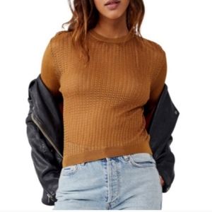 Free People NWTS M Yellow pullover crew